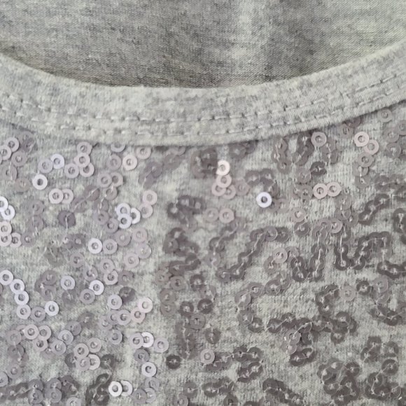 4 for $28 - DKNY Jeans - Gray Sequins Racer Back Tand Top - Women’s size Medium - Picture 3 of 6